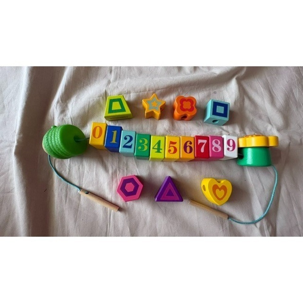 Wooden Educational Lacing Beads Toy Numbers Shapes Color Sorting Toddler Prescho - Picture 4 of 7